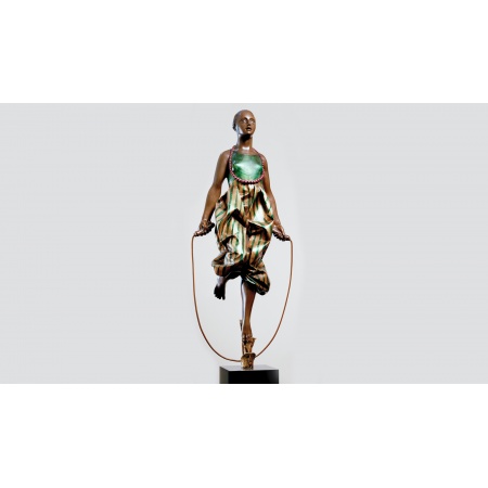 Statua in bronzo e marmo - Ballerina con corda