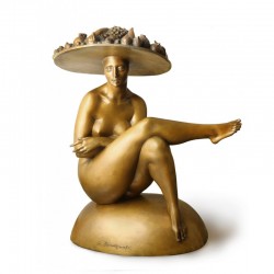 Statua in bronzo - Donna con Cappello