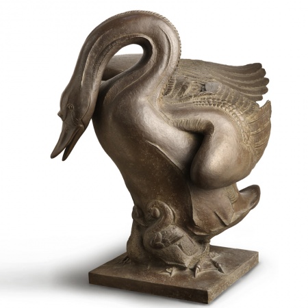 Swan with Signets bronze sculpture