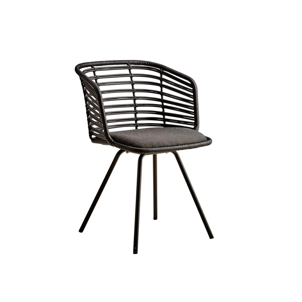 Indoor Chair in Rattan and Steel - Spin