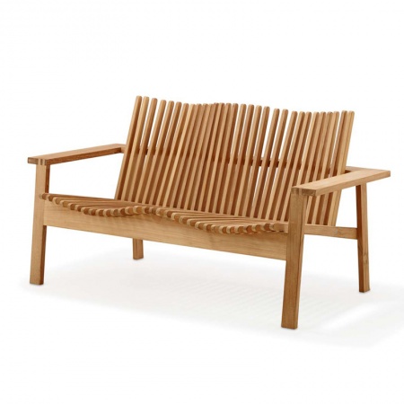 Stackable two seater sofa in teak - Amaze