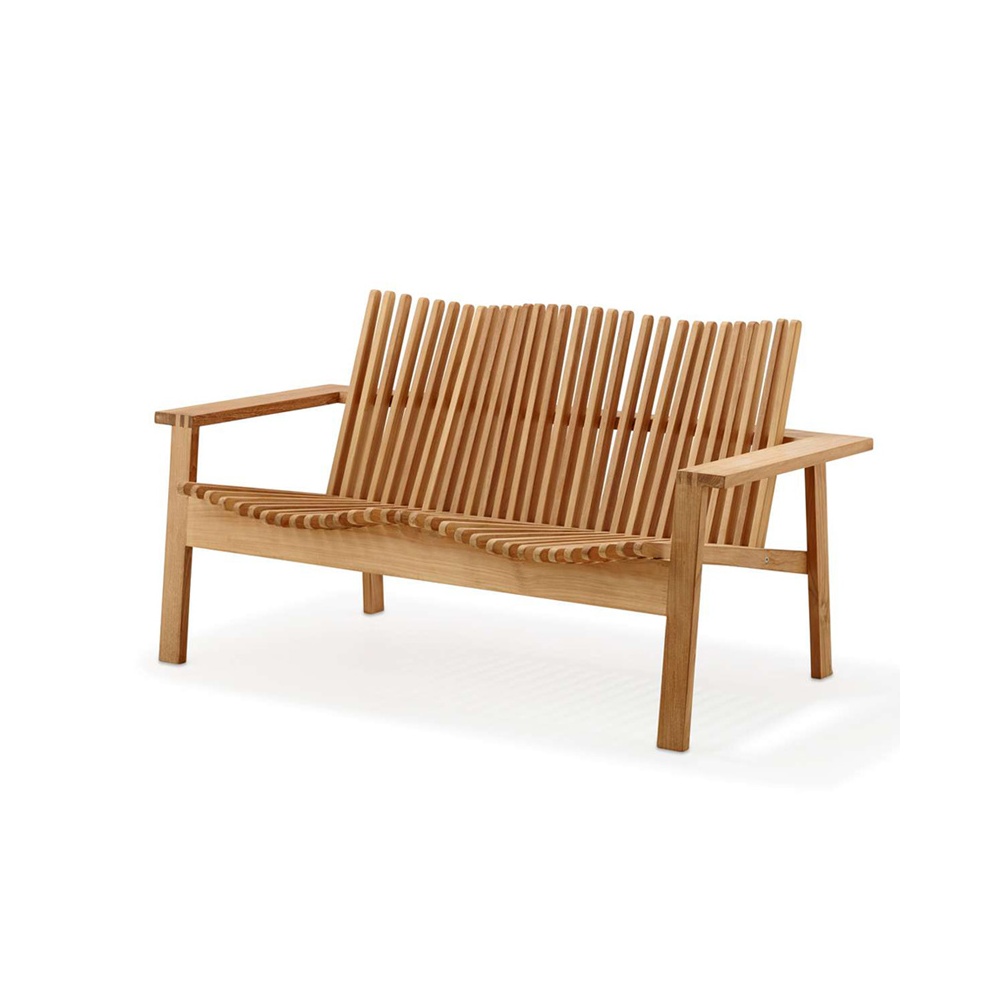 Stackable two seater sofa in teak - Amaze