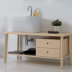 Tino ash wood cabinet with ceramic washbasin