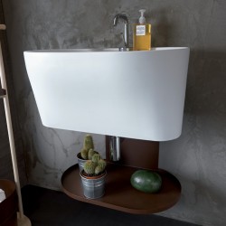 Tino ceramic washbasin with wall-hung structure metal
