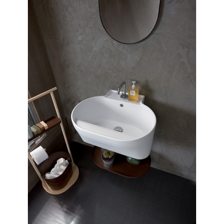Ceramic washbasin with wall-hung structure metal - Tino