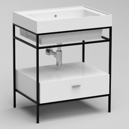 Washbasin with steel structure and 1 drawer - Trix