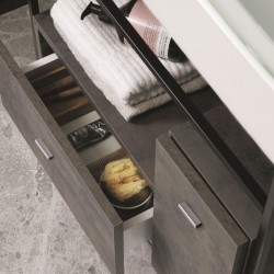 Trix washbasin with metal structure, 1 drawer and 1 door