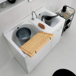 Mobile doppio lavatoio con sistema di lavaggio statico o