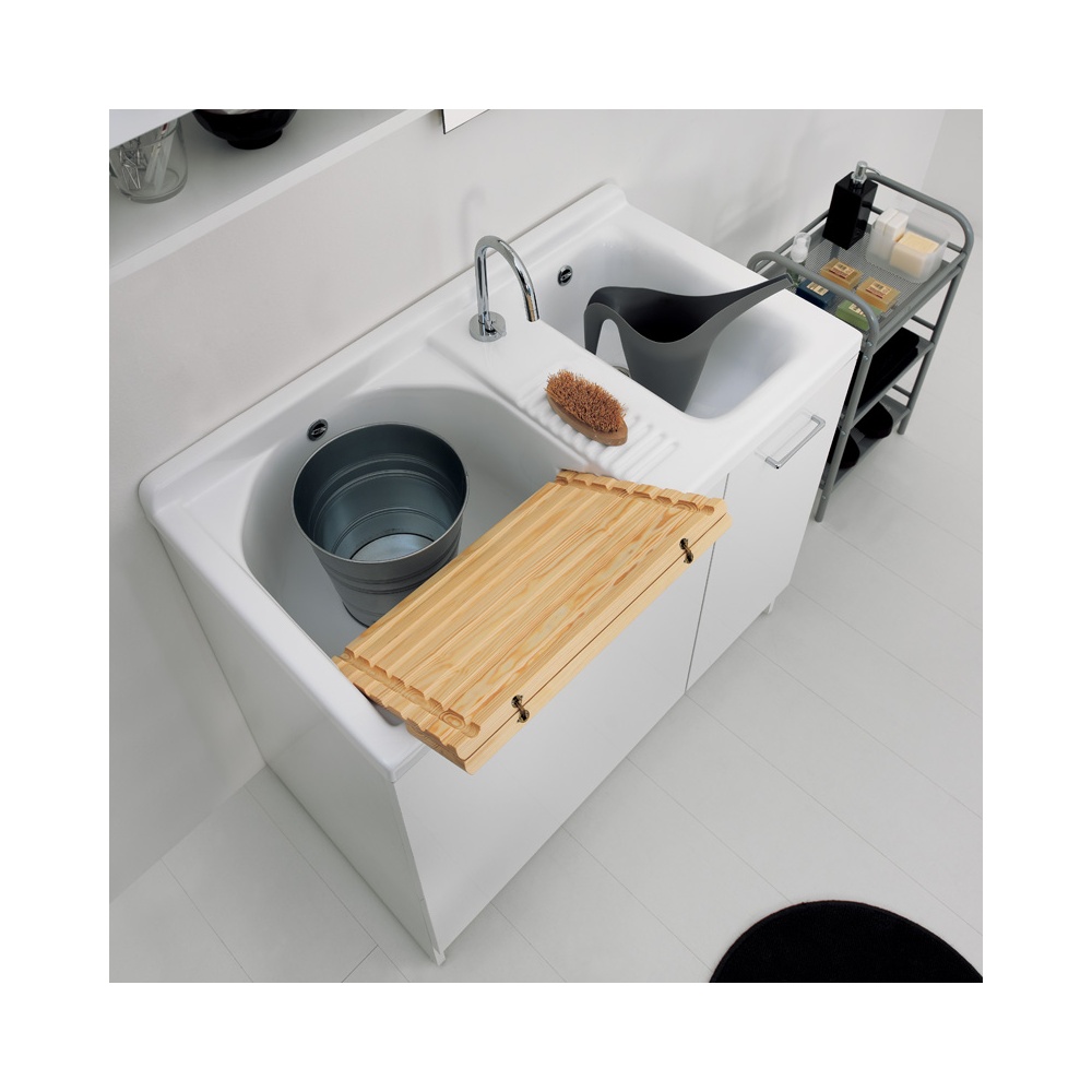 Cabinet double washtub with static or dynamic washing system -