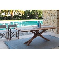 Fixed outdoor table in mahogany - Bridge