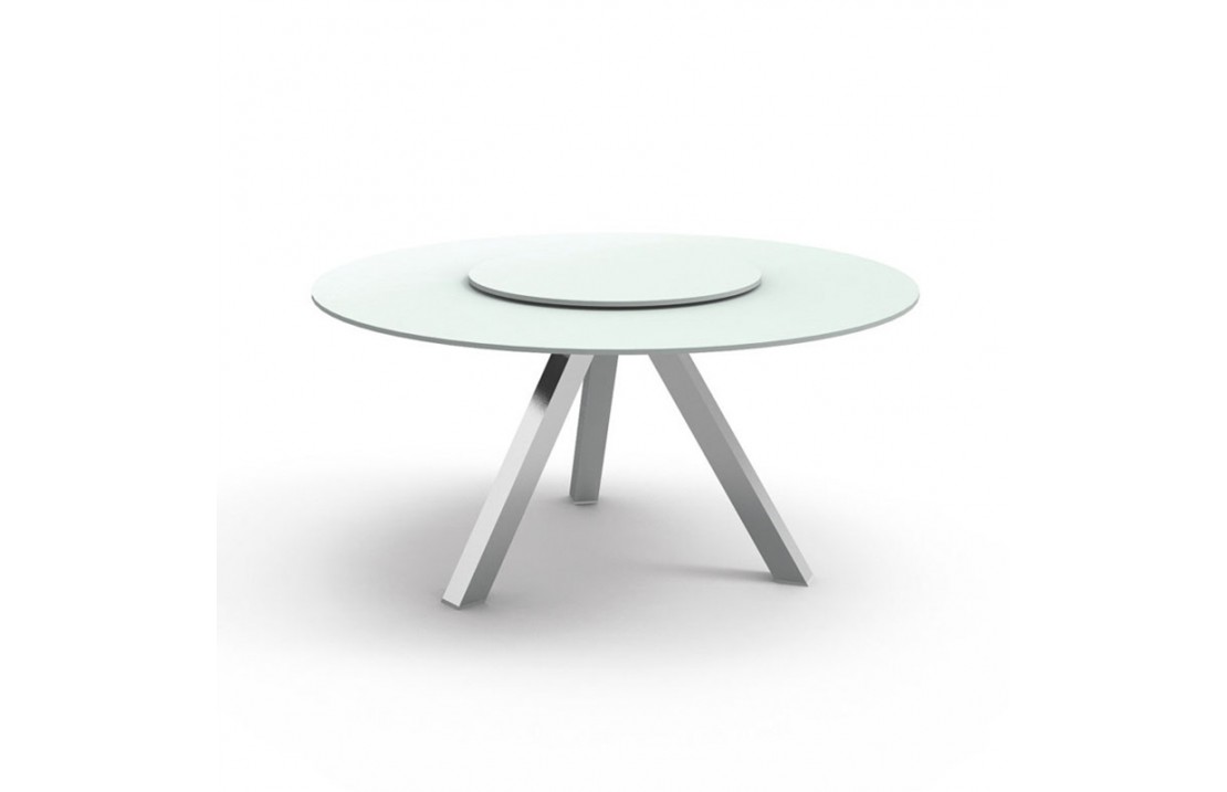 Round outdoor table in aluminium and tempered glass - Circle