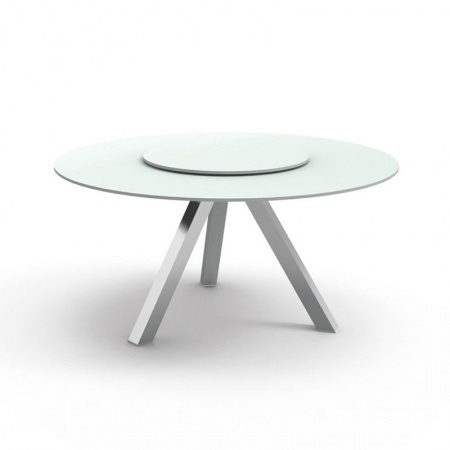 Round outdoor table in aluminium and tempered glass - Circle