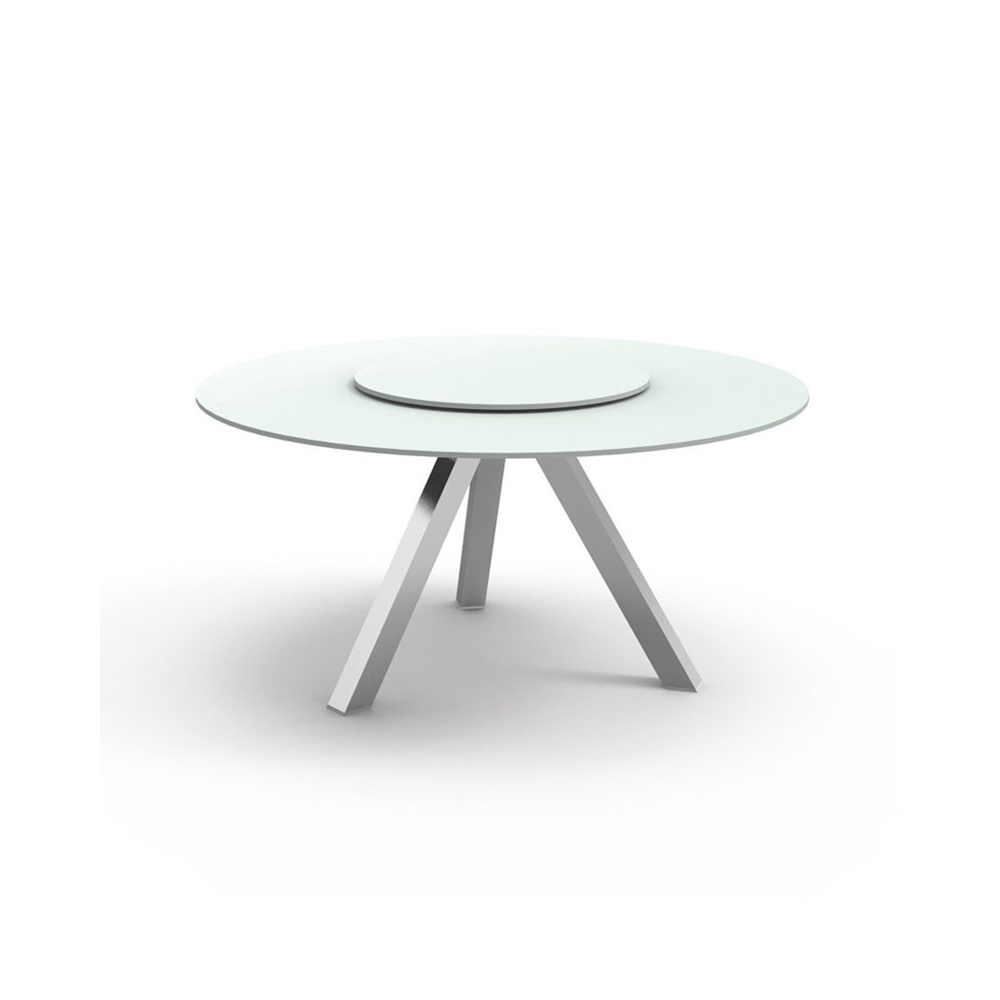 Tavolo tondo per esterni in alluminio e vetro temperato - Circle