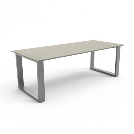 Outdoor dining table in steel and tempered glass - Essence