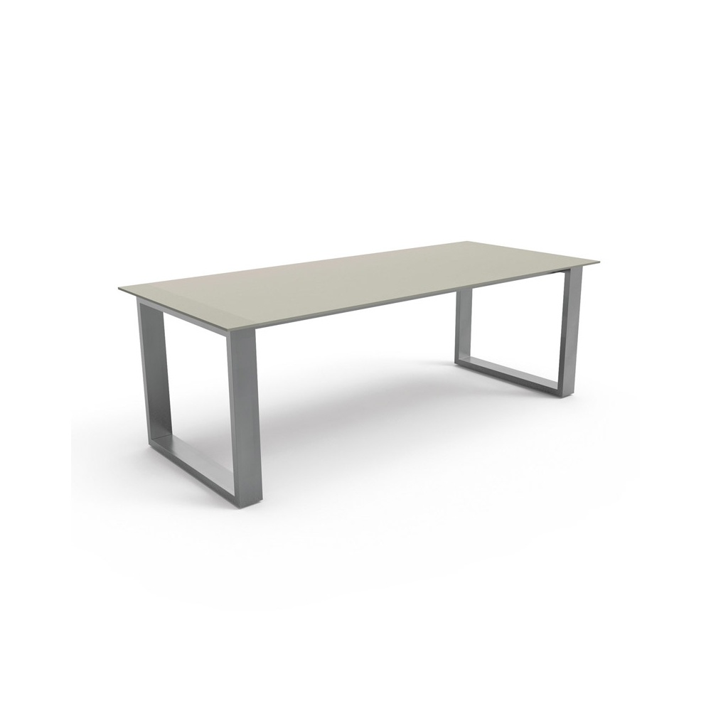 Outdoor dining table in steel and tempered glass - Essence