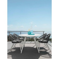 Outdoor oval dining table with glass top - Rope