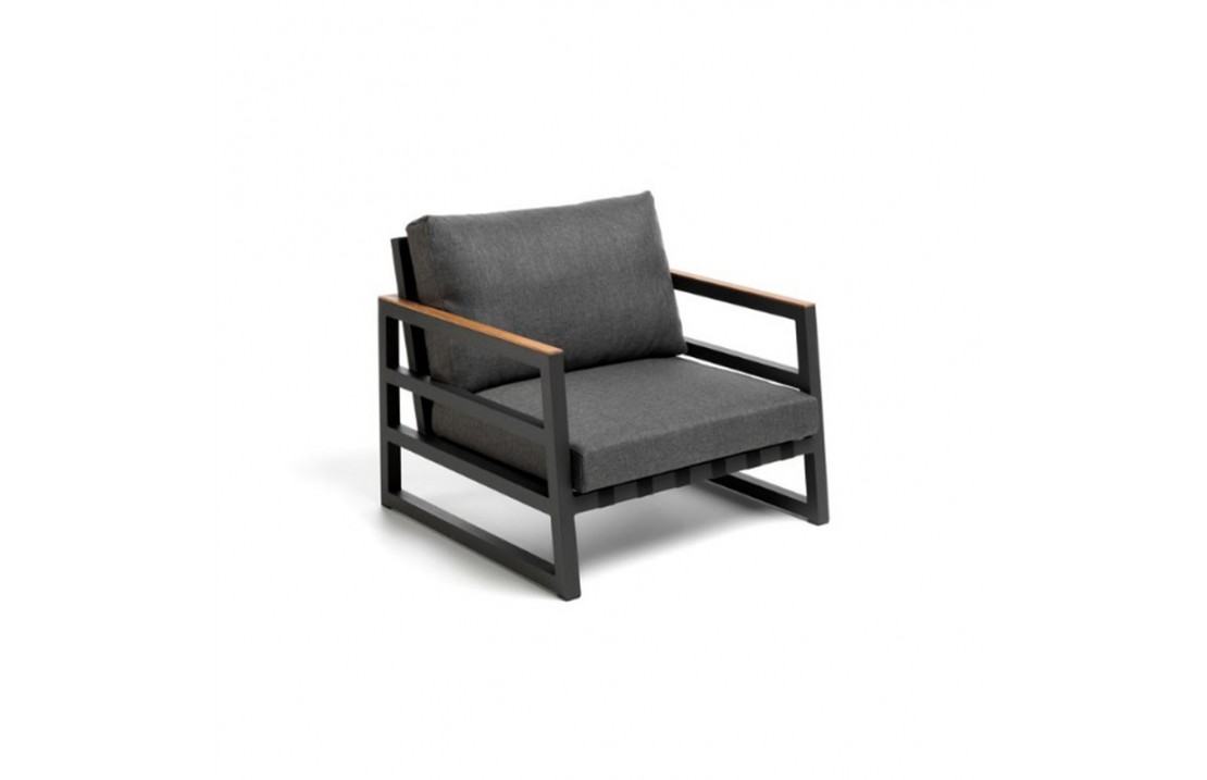Outdoor armchair in aluminium with teak details - Alabama