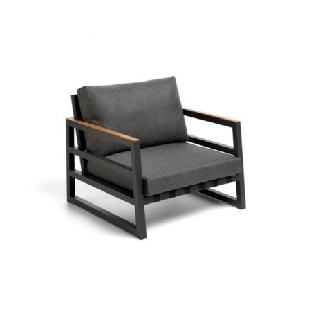 Outdoor armchair in aluminium with teak details - Alabama