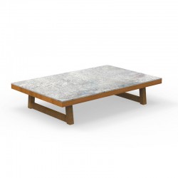 Tavolino da esterno in legno e cemento - Alabama iroko