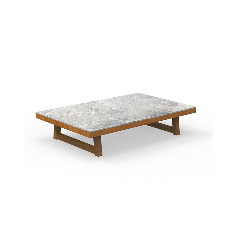 Outdoor coffee table in cement and wood - Alabama iroko