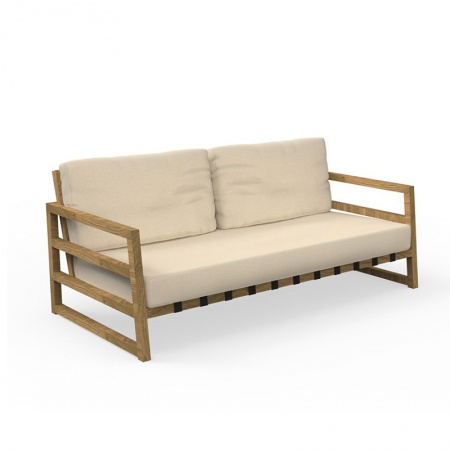 Outdoor sofa in wood and fabric - Alabama iroko