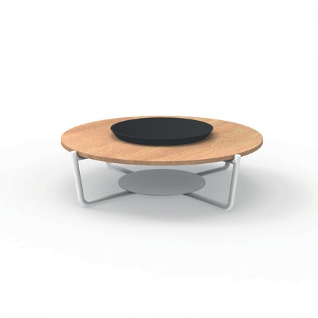 Outdoor round coffee table in aluminium and marble - Domino
