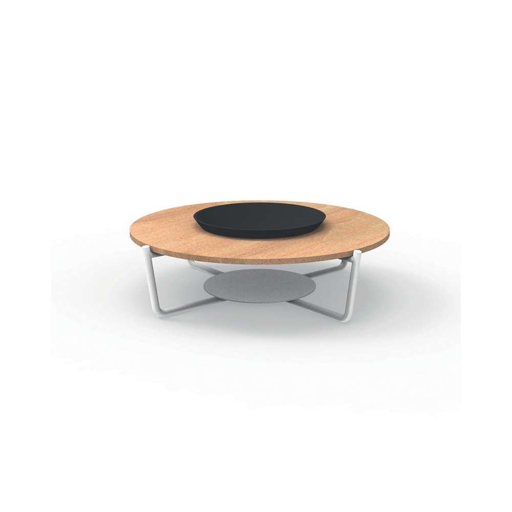 Outdoor round coffee table in aluminium and marble - Domino