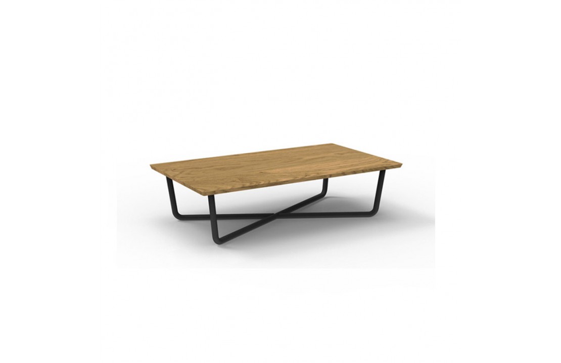 Outdoor rectangular coffee table with teak top - Domino