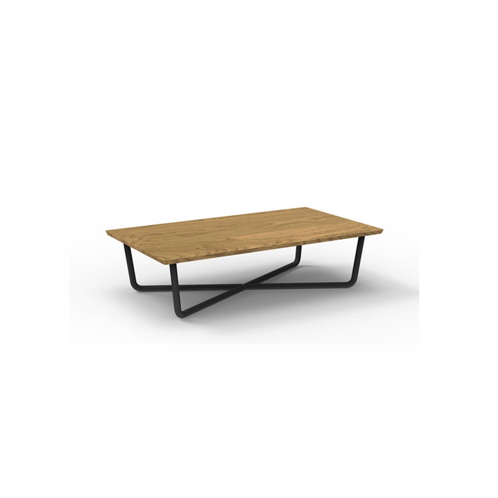 Outdoor rectangular coffee table with teak top - Domino