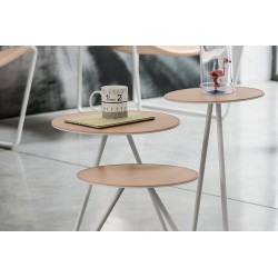 Tavolino da caffè con piano in cuoio/ceramica - Apelle Trio