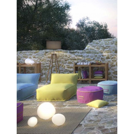Padded round outdoor pouf Ø60 - Soft