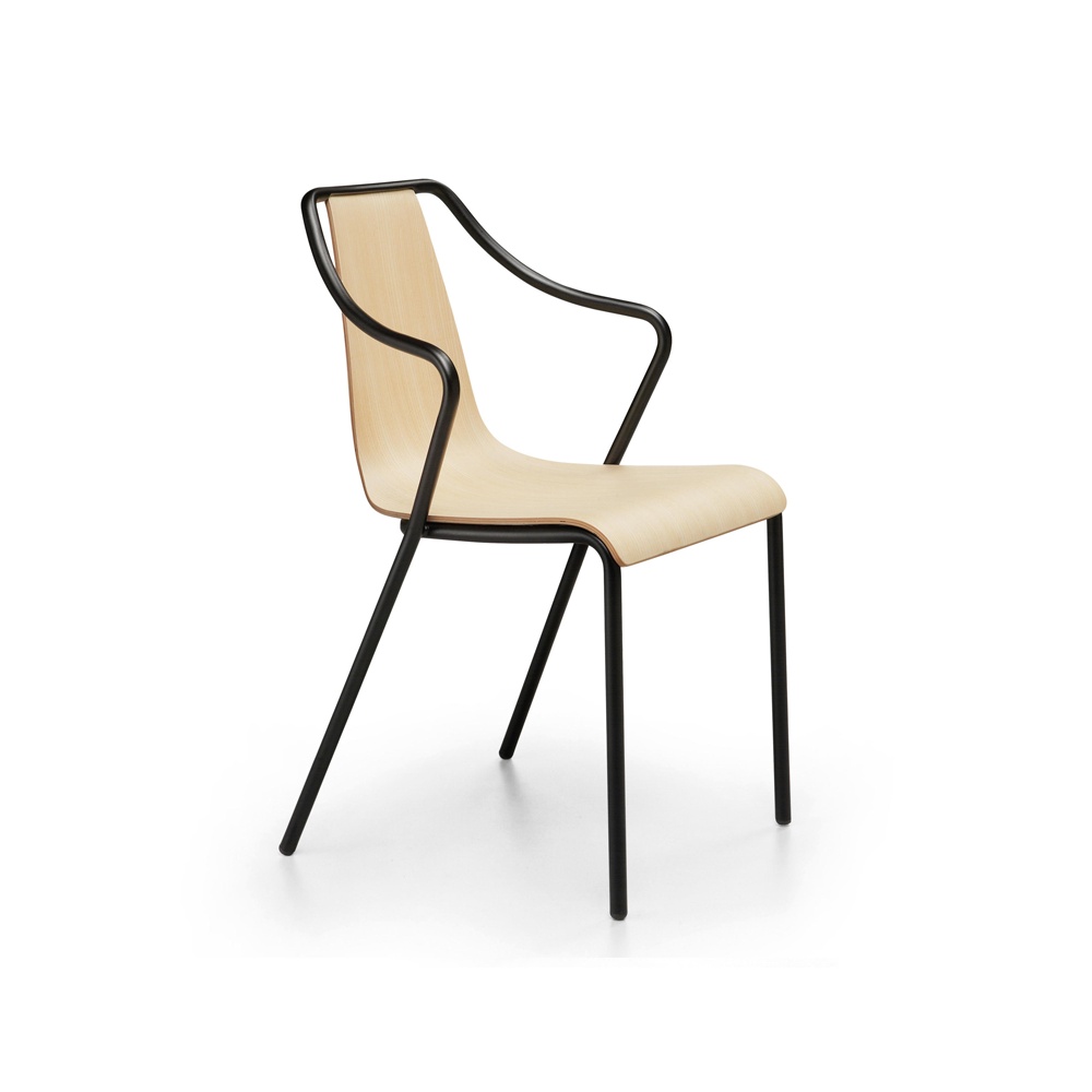 Stackable wood chair with armrests - Ola