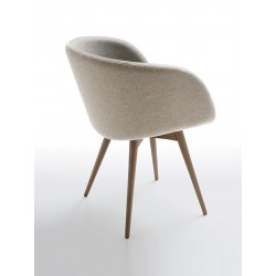 Padded armchair and wood base - Sonny
