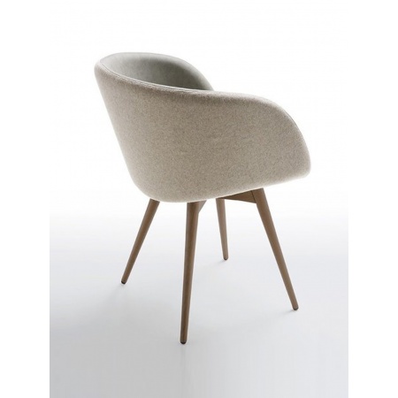 Padded armchair and wood base - Sonny