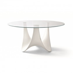 Outdoor round table with glass or laminate top - Coral reef