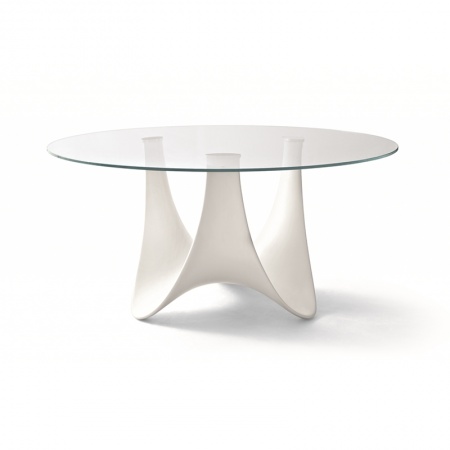 Outdoor round table with glass or laminate top - Coral reef