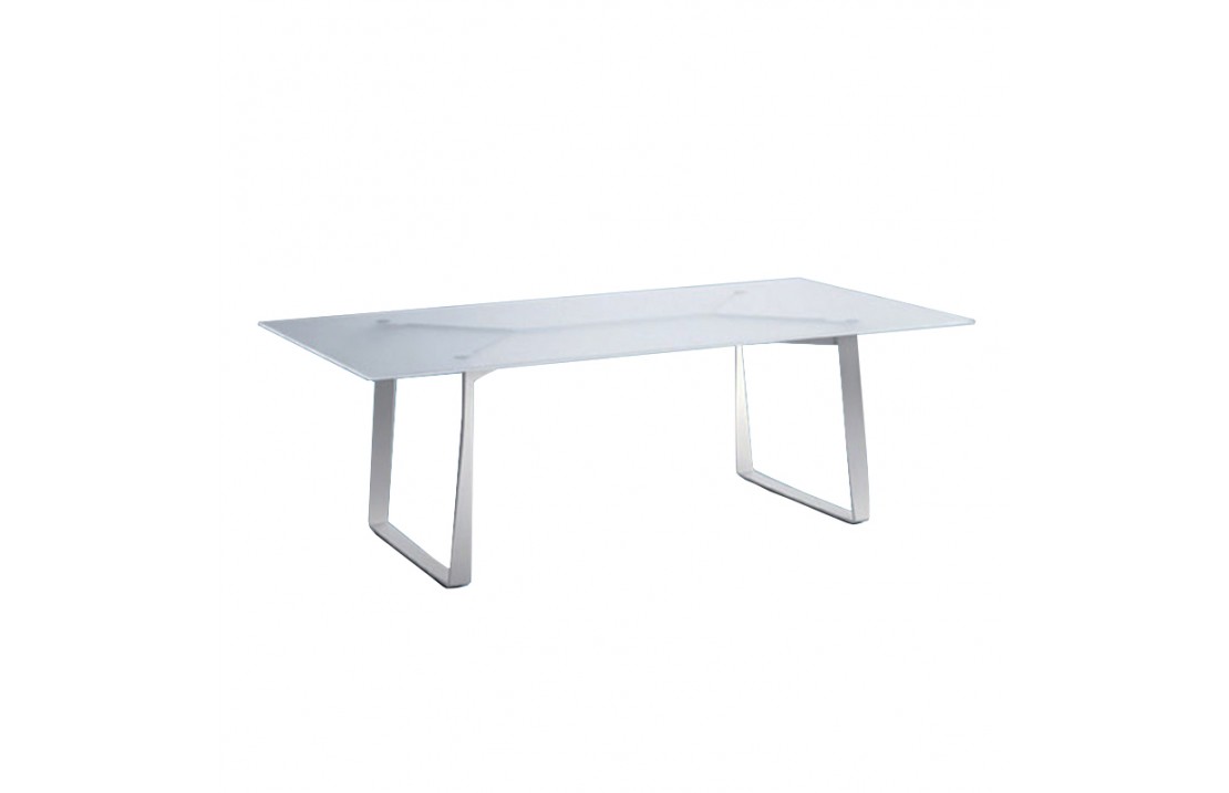 Hamptons graphic metal table with glass top