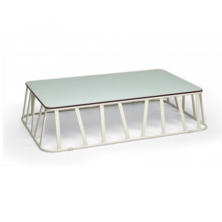 Hamptons graphic outdoor coffee table with HPL top 3 measures