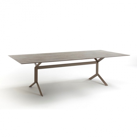 Key west tavolo in acciaio con piano effetto pietra