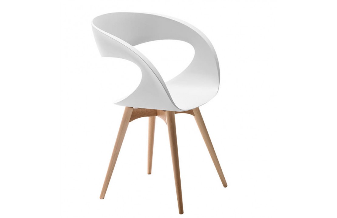 Padded or plastic chair with wood base - Raff