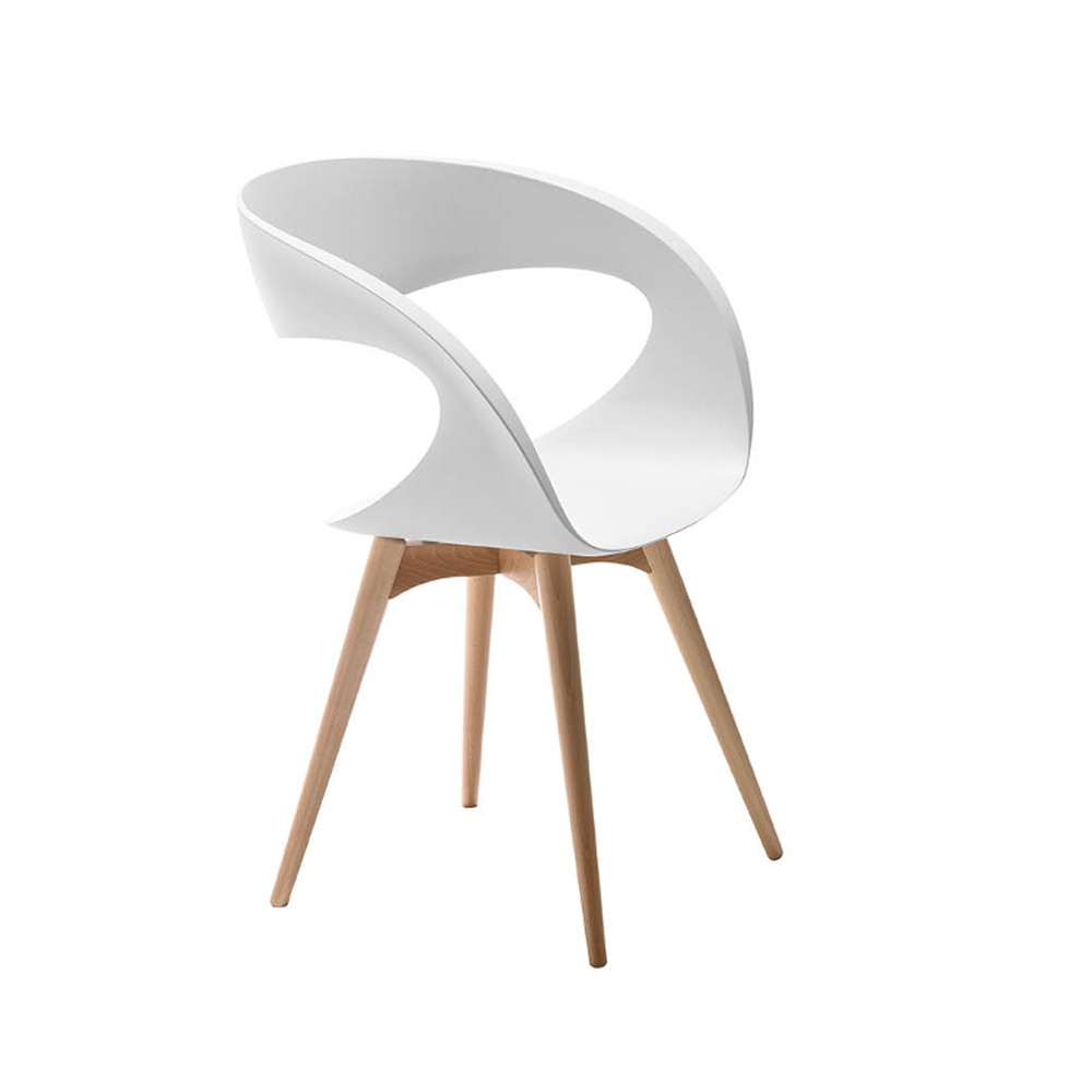 Padded or plastic chair with wood base - Raff