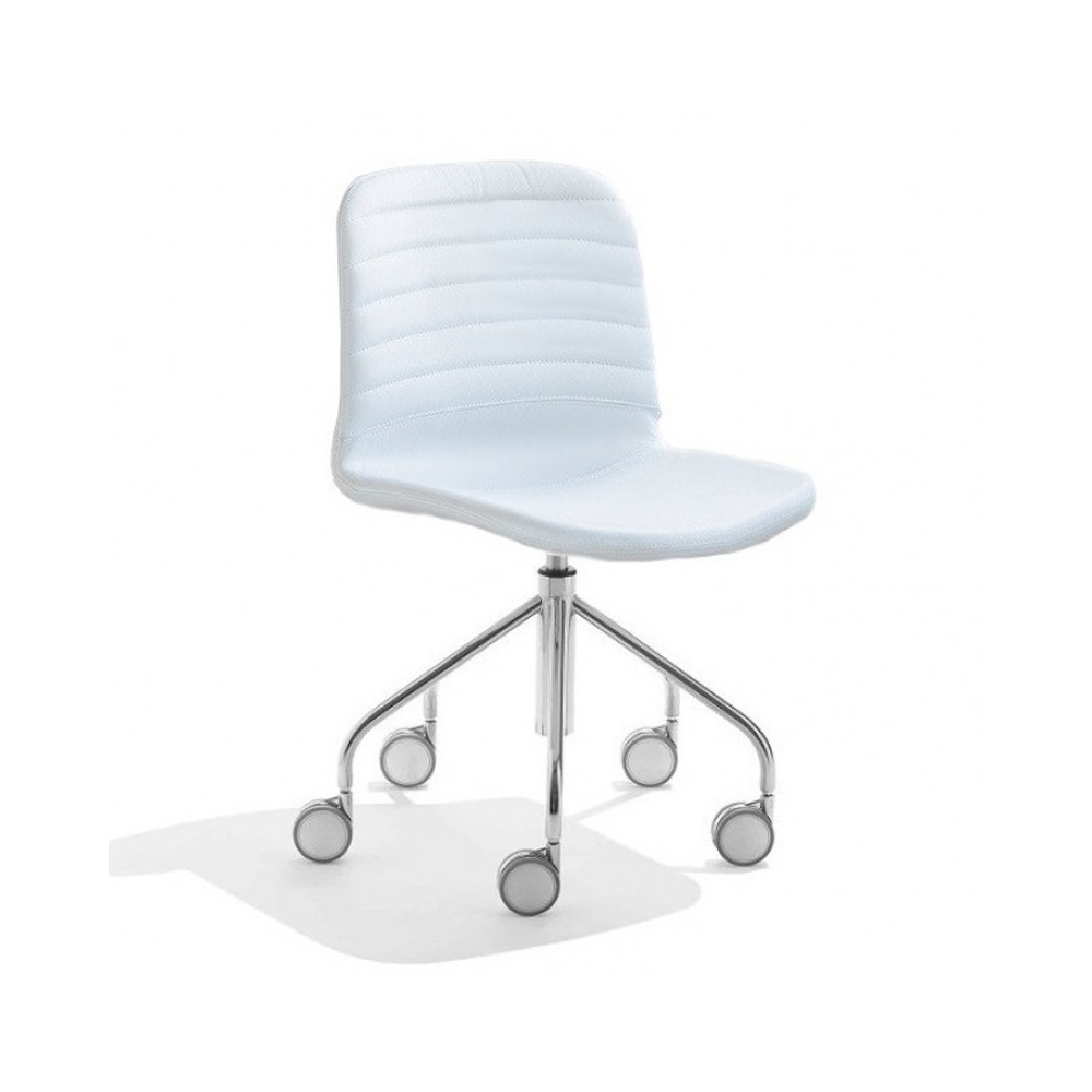 Swivel upholstered chair on wheels - Liù