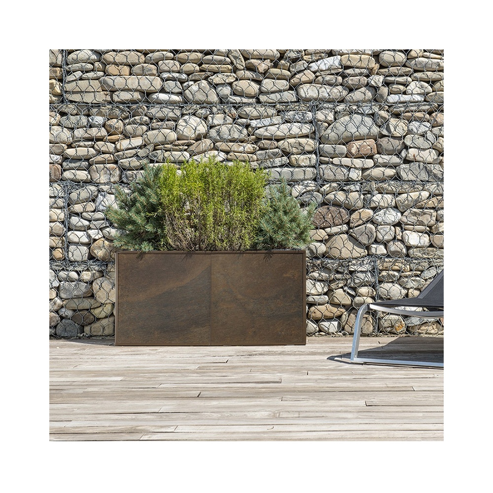 Mixy modular planter in steel and stoneware