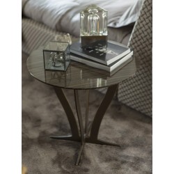 Tavolino tondo in metallo e marmo - Richard