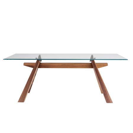 Tavolo con gambe in legno e piano in vetro/legno - Zeus