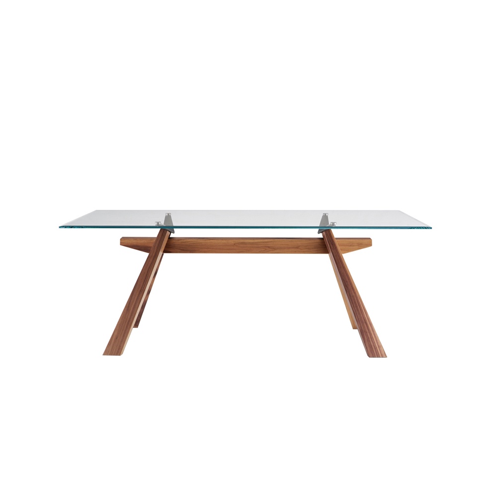 Fixed table with wood or glass top - Zeus