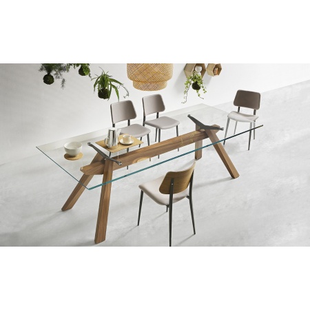 Fixed table with wood or glass top - Zeus