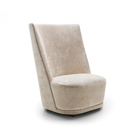 Vivien armchair with high back in fabric or leather