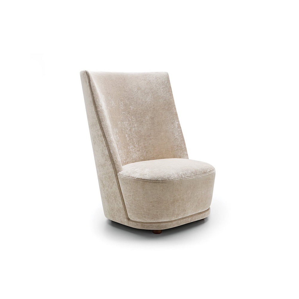 Vivien armchair with high back in fabric or leather