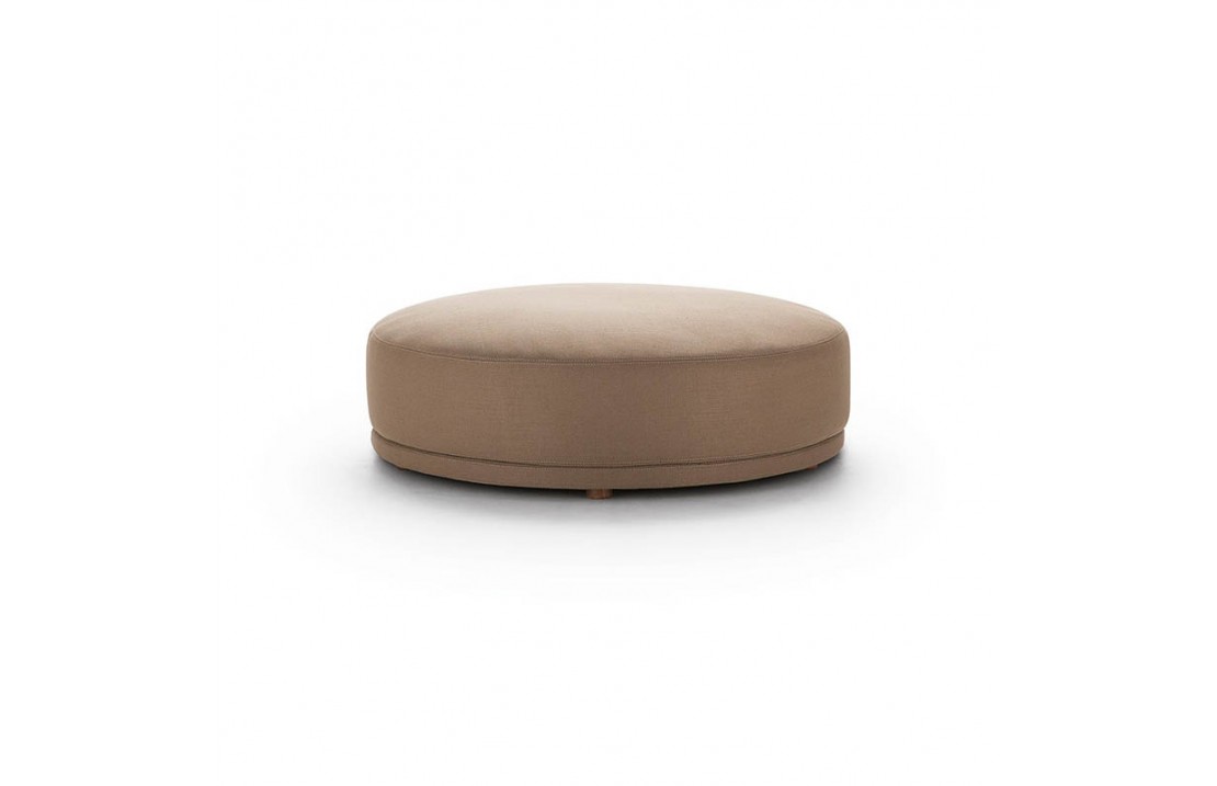Vivien round ottoman in fabric or leather